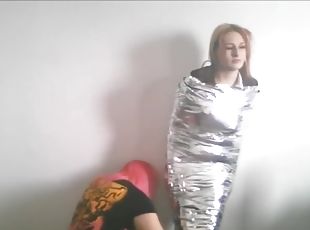 Mummification Girl Bondage In Cast Perversion