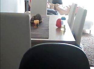 Mature amateur spied masturbating on the arm chair