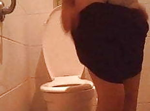 brunette caught in the toilets hidden spy shaved pussy sazz