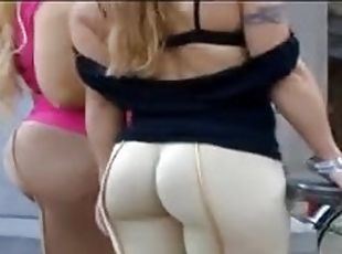 Two Girls with BIG butts teasing on public
