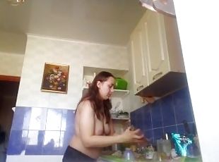 Spying Aunty - Big Bubble Butt - in The Kitchen - BBW ass