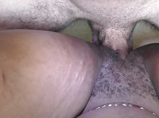 Ebony pussycat eats a black schlong in the close-up porn vid